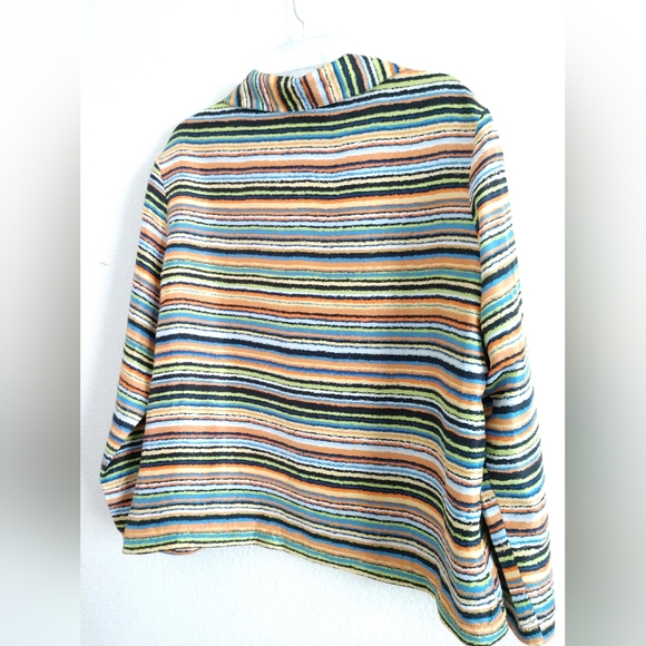 Pretty Elementz Silk Striped Shirt Jacket Multicolor Beaded Size XL Chest 44" - Picture 6 of 7